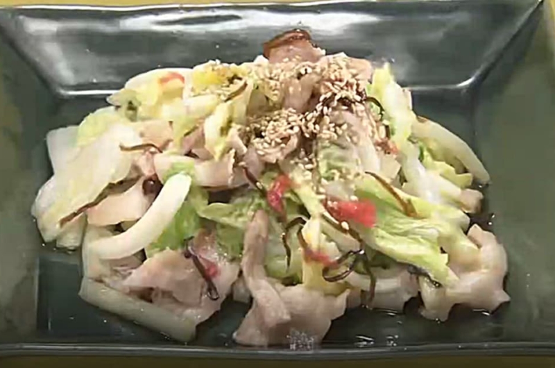 「豚バラと白菜の梅昆布炒め」市瀬悦子