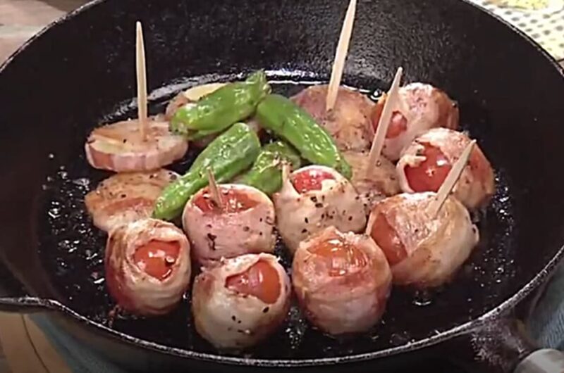 さつま芋とミニトマトの肉巻き焼き