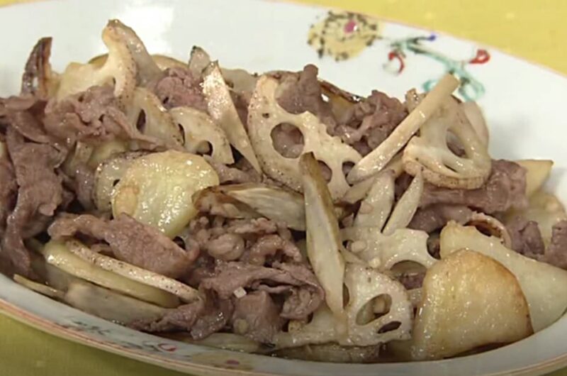 じゃがごぼれんこんと牛肉のオイスター炒め