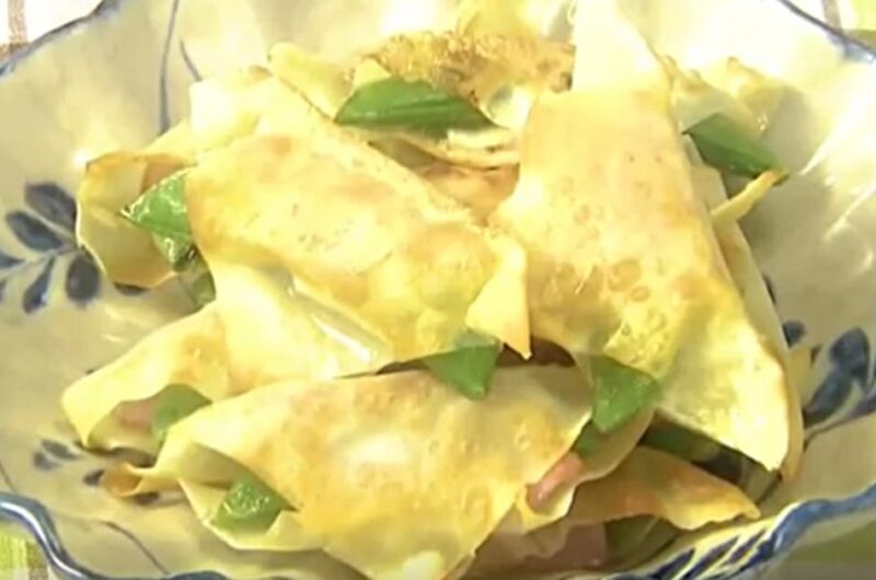 スナップえんどうのワンタン焼き