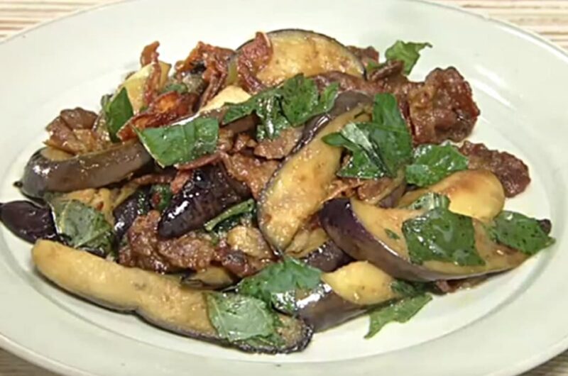 豚肉となすのみそカレー炒め