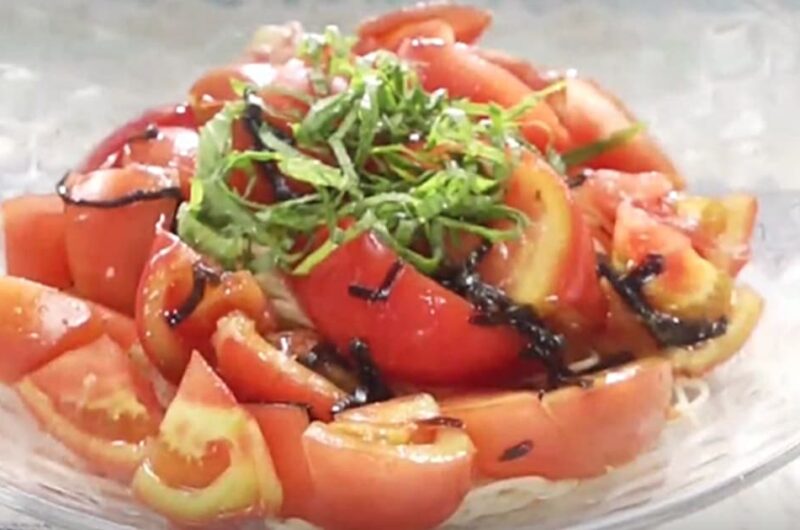 塩昆布あえトマトの冷製パスタ